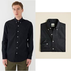 NWT J CREW Slim Secret Wash cotton poplin shirt in black